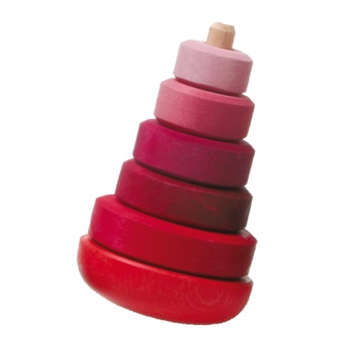 grimm's wooden wobbly pink stacking tower 