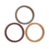 Mushie Pearl Teething Bracelet 3-Pack Berry/Marigold/Khaki