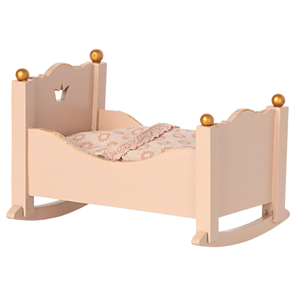 Maileg Cradle Baby Mouse - Rose