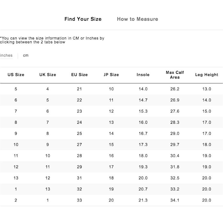 Hunter boots kids size chart hotsell