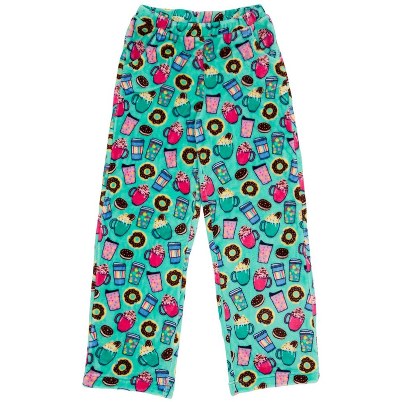 Candy Pink Girls Fleece RACOON & SMORES Pattern Pajama Pants