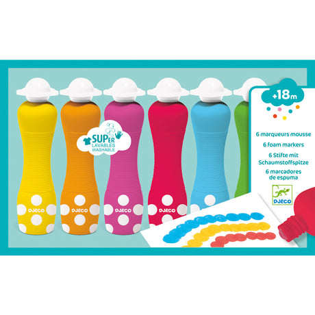 Djeco Arts & Crafts - 6 Foam Markers