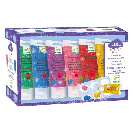 Djeco Arts & Crafts - 6 Finger Paint Tubes Glitter