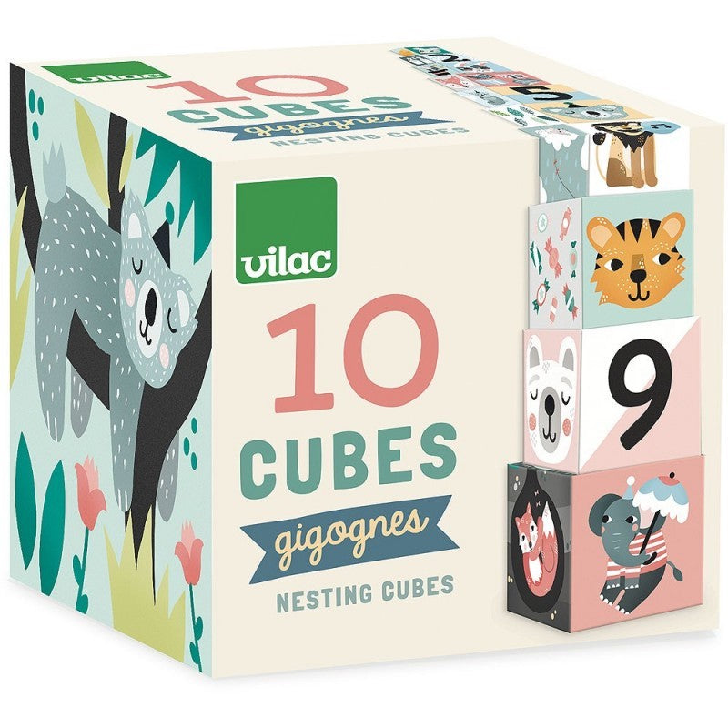 Vilac 10 Nesting Cubes, Animals